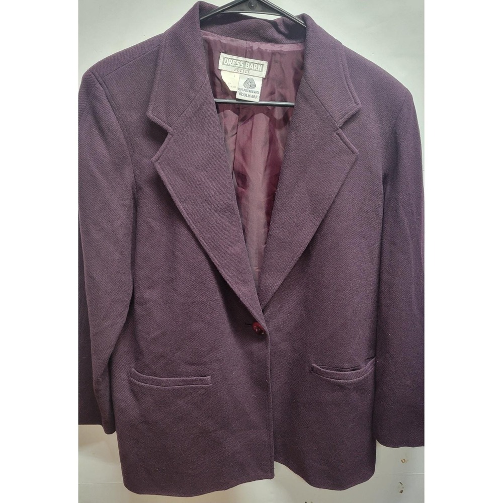 Vtg Dress Barn Petite Purple pure Wool Blazer Jacket Size 10P